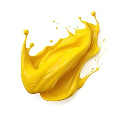 Yellow color plastic paint splash isolated on a white background