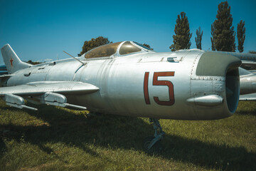 Old military plane. fighter, bomber. Housing, chassis, aircraft engines