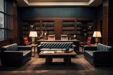 Classic library hall with rows of antique books