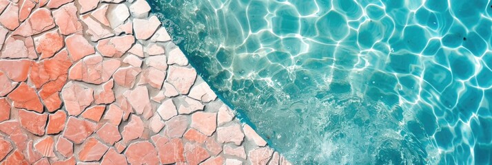 Mosaic in a pool of peach and blue colors