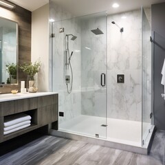 Marble tile white luxury bathroom shower ideas interior design picture 