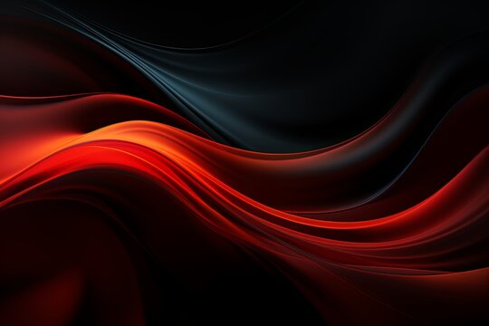 Abstract red and black gradient wavy shapes background, vibrant 3d render wallpaper © pixeness