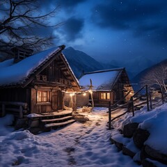  A Winter Christmas Night Scene a mountainous