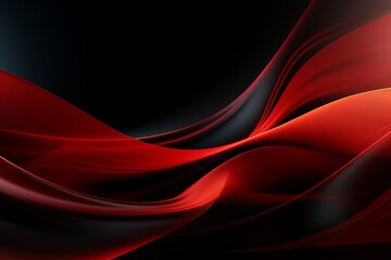 Abstract red and black gradient wavy shapes background, vibrant 3d render wallpaper