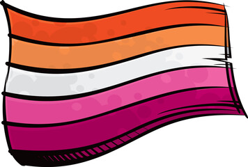 Painted Lesbian community flag waving in wind - 717048086