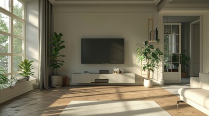 Living Room Interior With Smart Tv