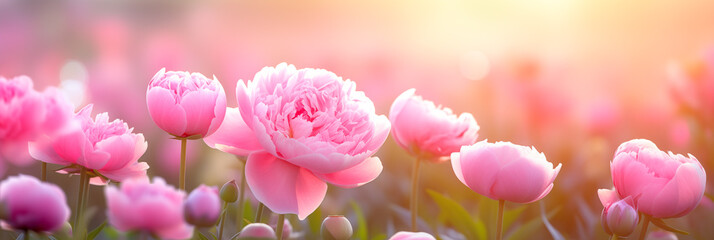 Obraz premium Beautiful pink peonies.Banner,background