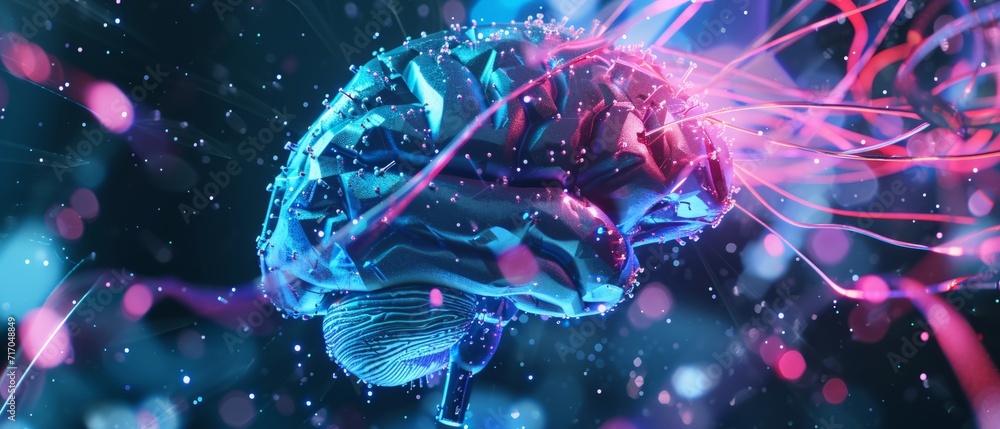 Aufkleber a image of an artificial brain in a technological environment generative ai