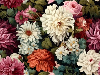 realistic flowers seamless patterns