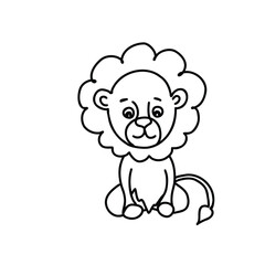 Cute lion vector illustration. Animal doodle icon isolated