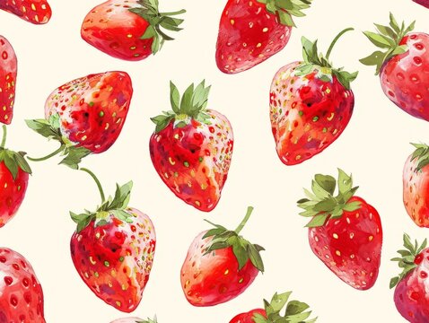 drawing strawberry seamless pattern