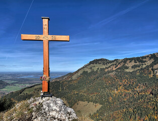 Gipfelkreuz am Großen Rechenberg, Chiemgau, Alpen, Bayern, Deutschland