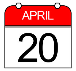 April 20, A simple flat-design daily calendar.