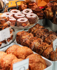 Doughnut and croissant with apple filling 