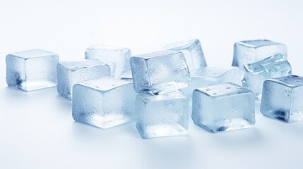 Obraz premium Chill vibes: Cold ice cubes on a white space, offering a refreshing visual treat.