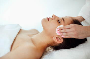 Relaxed woman in beauty salon