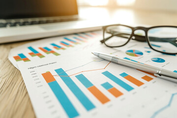 minimalist financial workshop or seminar setting with charts and graphs, creating a conducive environment for learning and discussion in a minimalistic style