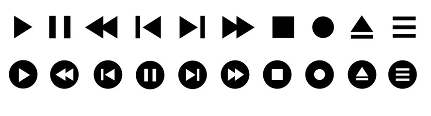 Video play button icon set. Start audio or video action media symbol for apps and websites - obrazy, fototapety, plakaty
