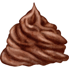 Whipped cream Chocolate milk foam for cake watercolor isolated illustration Clipart