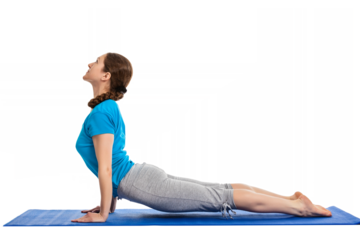Yoga - young beautiful woman yoga instructor doing Upward Facing Dog Pose (Back Bend) (Urdhva Mukha Svanasana) asana exercise isolated on white background