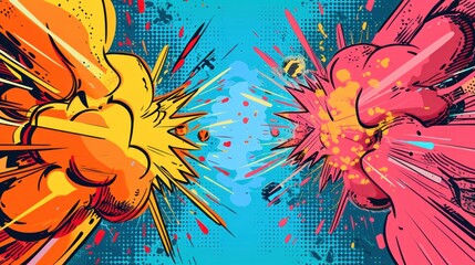 Fototapeta na wymiar Decorative background with bomb explosive in pop art style