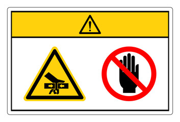 Caution Hand Crush Force From Two Sides Do Not Touch Symbol Sign, Vector Illustration, Isolate On White Background Label. EPS10