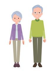 シニア夫婦 正面向き 全身。