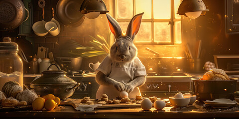 Easter bunny chef, cooking, bakery