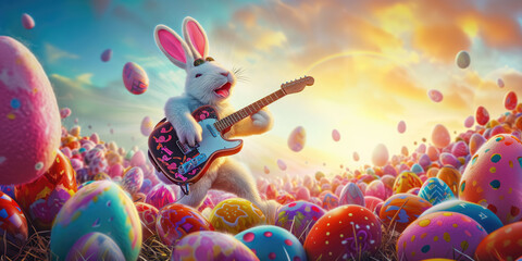 Easter bunny rockstar, music, fun