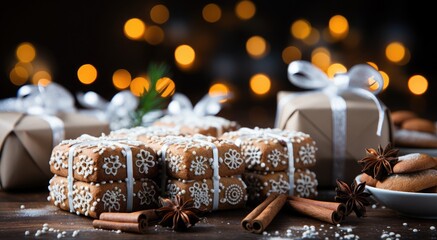 A close-up shot of delicious festive holiday treats arranged in a beautiful display on a table