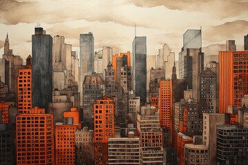 Cityscape panorama. Abstract style city