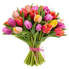 beautiful tulip Flower bouquet for wedding, isolated on transparent background