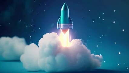 Animation of a cartoon rocket start
