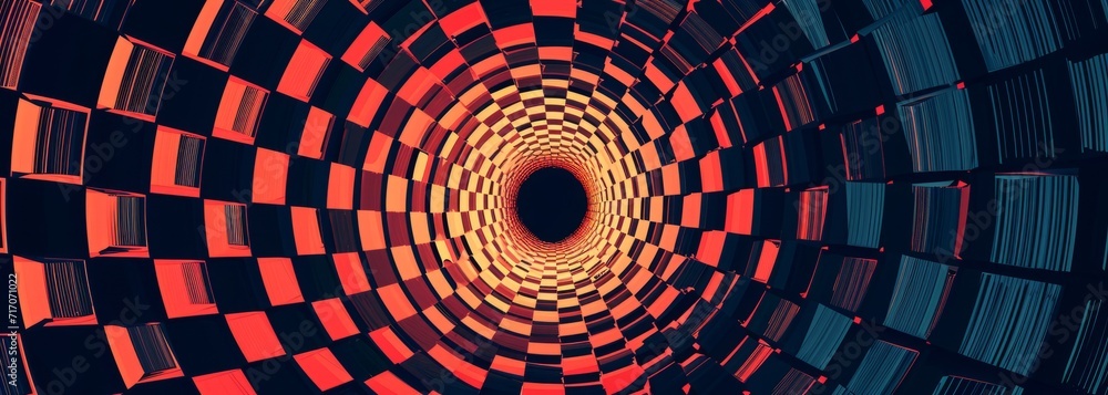 Poster the pattern of pixelated squares in the circular center abstract generative ai