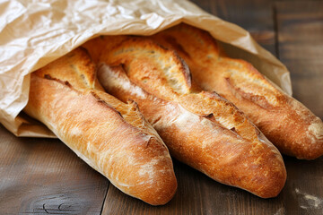 Freshly baked french baguettes 