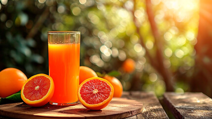 grapefruit juice in a glass. Selective focus.