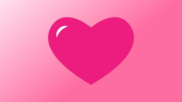 Animation pink hearts beats. Love heart icon symbol valentines day footage motion vector video background