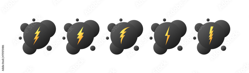 Poster lightning icon set. abstract circles with lightning. flat style. vector icons