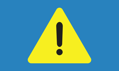 yellow warning sign with blue background