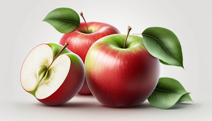 Healthy fresh apples fruit images realistic impressive white background 