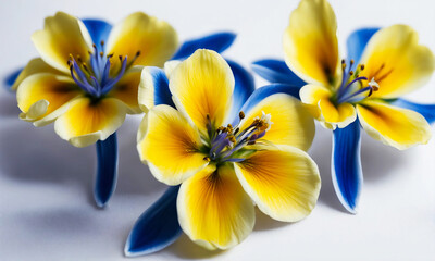 Yellow-blue flowers close-up.