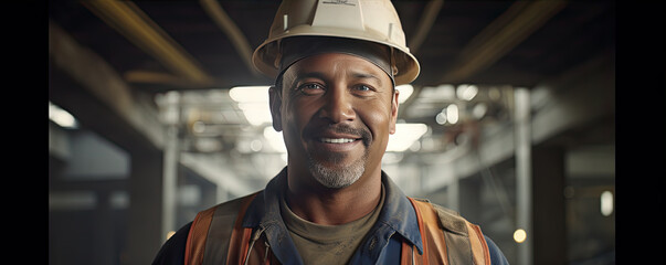Construction smart site worker or engineer portrait.
