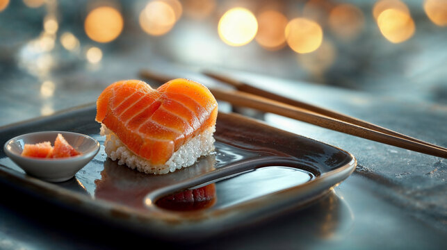 love heart shaped shushi roll for the passion and love of japanese sushi maki foor or fine dining