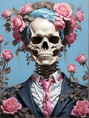Skeleton and roses, bones and roses, concept art
