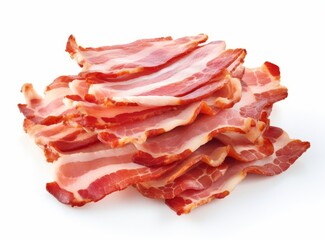 Obraz premium Slices of smoked bacon isolated on white background.