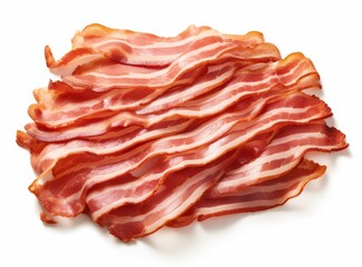 Slices of smoked bacon isolated on white background.
