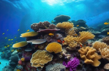 World Wildlife Day, vivid photography of the underwater world, coral reef, colorful fish, ocean floor, sea diving, sponges and corals