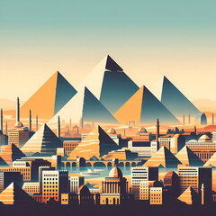 Cairo flat vector gradient city skyline