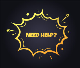Need help sign. Flat pop art style. Vector icon