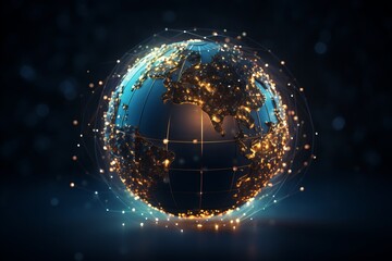 Connected world. global communication and networking concept with interconnected lines and dots